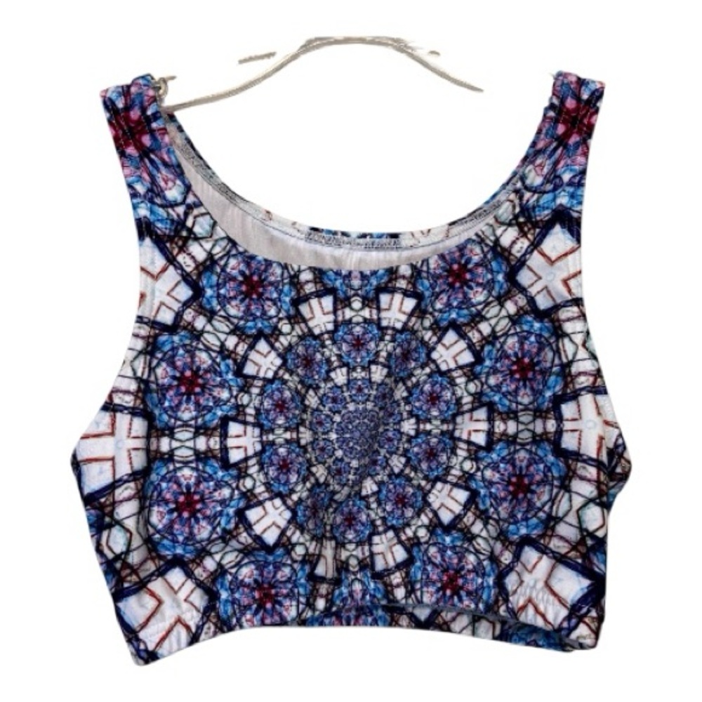 Wolven Threads Multicolor Kaleidoscope Print Women's Crop Top Sports Bra